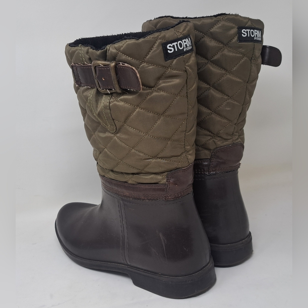 Storm By Cougar Women's Sassy Rain Boots Boot Olive Quilted Buckle Size 9 US - Picture 6 of 14
